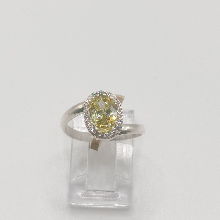 Anillo Ajustable Con Circonia Amarilla Y Transparente
