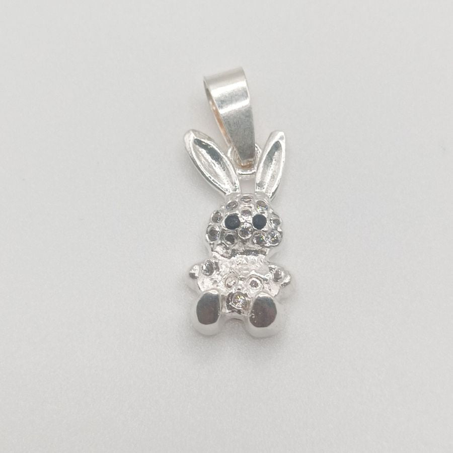 Dije Conejo Ojos Con Circonia Negra 2.5cm De Largo 1cm De Ancho